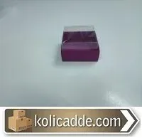 Şeffaf Kapaklı Mor Karton Kutu 5x5x3 cm.