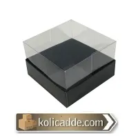 Asetat Kapaklı Siyah Kutu 10x10x6 cm