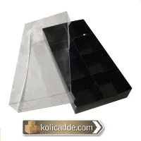 Asetat Kapaklı Siyah Kutu 8 Bölmeli 20x10x3