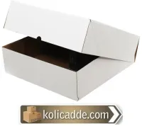 Beyaz Kilitli Karton Kutu 40x40x12 cm.