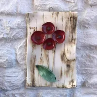 Seramik Gelincikli Pano Kırmızı