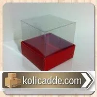 Kırmızı Kutu Asetat Kapaklı 10x10x12 cm