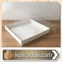 Asetat Kapaklı Beyaz Karton Kutu 20x20x3 cm