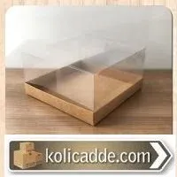 Şeffaf Kapaklı Kraft Kutu 20x20x8 cm