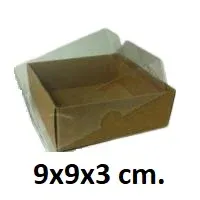 Kraft Kutu Şeffaf Kapaklı 9x9x3 cm