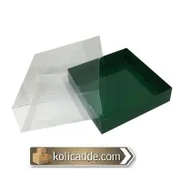 Asetat Kapaklı Altı Yeşil Karton kutu 15x15x5 cm