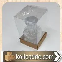 Şeffaf Kapaklı Kraft Asetat Kutu 7x7x10 cm
