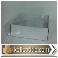 Asetat Kapaklı Beyaz Kutu 8x8x2 cm.