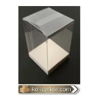 Altı Beyaz Ic Yükseltici Karton Üstü Asetat Kutu 6x6x8 cm