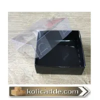 Altı Siyah Karton Dıştan Kapanan Asetat Kapaklı Kutu 6x6x2,5 cm
