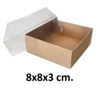 8x8x3 cm. Kraft Kutu Asetat Kapaklı