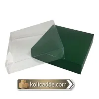 Asetat Kapaklı Altı Yeşil Karton kutu 15x15x3 cm
