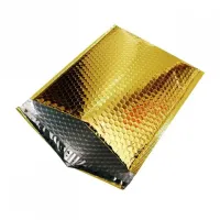 Gold Metalize Baloncuklu Poşet 10x10 cm. +5 cm. Kapak Bantlı