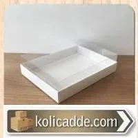 Asetat Kapaklı Altı Beyaz Karton Kutu 15x25x5 cm