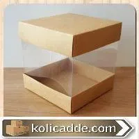Asetat Kutu Altı Üst Kraft Karton Ortası Asetat 12x12x12 cm