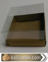 Kraft Karton Kutu Asetat Kapaklı 12x12x8,5 cm