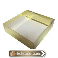 Asetat Kapaklı Altın Karton Kutu 30x30x10 cm
