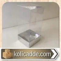 Şeffaf Kapaklı Metalize Gümüş Karton Kutu 5x5x9 cm