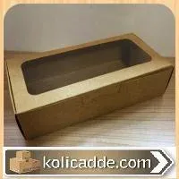 Alt Kraft Karton Ortası Şeffaf Pencereli Asetat Kutu 20x10x5 cm.
