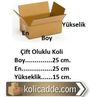Çift Oluklu Karton Koli 25x25x15 cm.