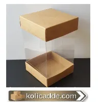 Çift Tarafı Kraft Karton Kapaklı Asetat Kutu 10x10x16 cm.