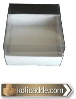 Altı Beyaz Karton Kutu Üstü Asetat 7x7x2,2 cm