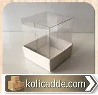 Altı Beyaz Karton Üstü Asetat Kutu 5x5x6 cm.