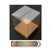 Altı Kraft İç Yükseltici Karton Üstü Asetat Kutu 8x8x8 cm