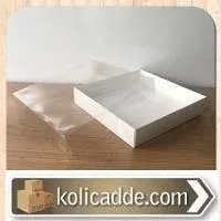 Asetat Kapaklı Altı Beyaz Karton kutu 15x15x5 cm