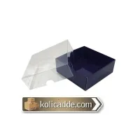 Lacivert Karton Kutu Şeffaf Kapaklı 8x8x3 cm