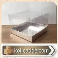 Asetat Kapaklı Altı Gümüş Karton Kutu 15x15x10cm