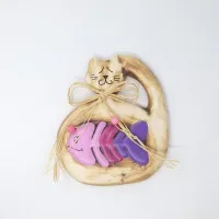 Seramik Kılçıklı Kedi Pembe