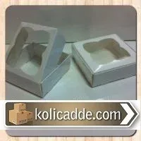 Asetat Pencereli Beyaz Kutu 9x9x3 cm
