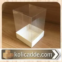 Asetat Kapaklı Beyaz Kutu 8x8x12 cm.