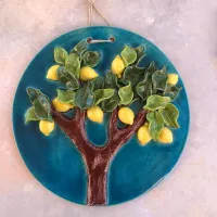 Yuvarlak Limon Ağacı Pano Turkuaz Küçük