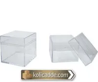 Kare Kapaklı Pleksi Mika Kutu 5x5x5 cm.