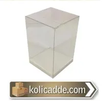 Altı Beyaz Ic Yükseltici Karton Üstü Asetat Kutu 6x6x10 cm
