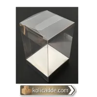 Altı Gümüş İç Yükseltici Karton Üstü Asetat Kutu 8x8x10 cm