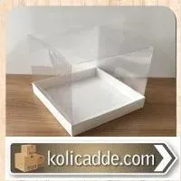 Asetat Kapaklı Beyaz Karton  Kutu 7x7x10 cm.