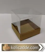 Altı Kraft Üstü Asetat Kapaklı Kutu 10x10x10 cm
