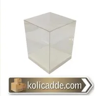 Altı Beyaz Ic Yükseltici Karton Üstü Asetat Kutu 6x6x6 cm