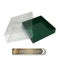 Asetat Kapaklı Altı Yeşil Karton Kutu 20x20x5 cm