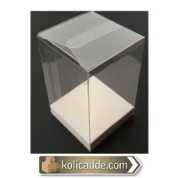 Altı Beyaz İç Yükseltici Karton Üstü Asetat Kutu 7x7x10 cm