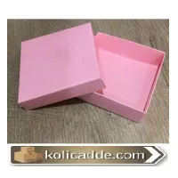 Karton Kapaklı Pembe Kutu 10x10x3 cm