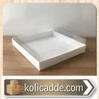 Asetat Kapaklı Beyaz Kutu 20x20x5 cm