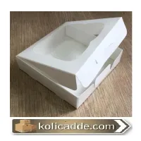 Selefon Pencereli Beyaz Karton Kutu 11x11x3 cm