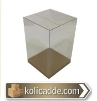 Altı Kraft Ic Yükseltici Karton Üstü Asetat Kutu 6x6x10 cm