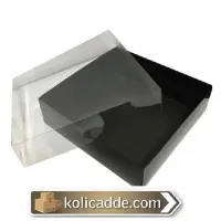 Asetat Kapaklı Siyah Karton Kutu 35x35x7 cm.
