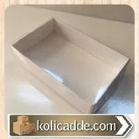 Altı Beyaz Karton Şeffaf Kapaklı Asetat Kutu 5x8x2 cm
