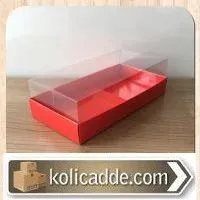 Altı Kırmızı Karton Üstü Asetat Kutu 20x10x5,5 cm